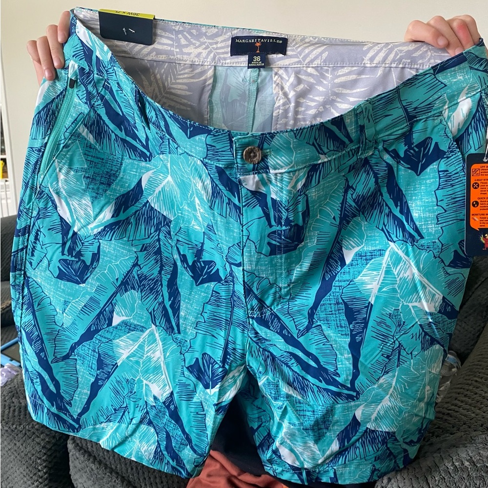 Margaritaville Blue Board Shorts Aquatic-Inspired Design